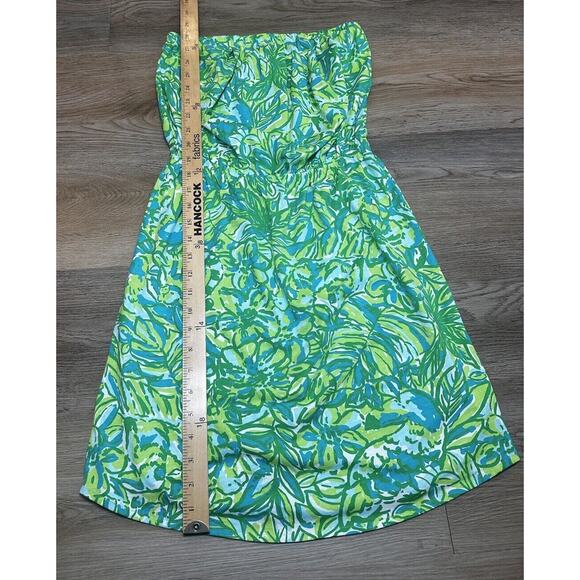 Lilly Pulitzer Windsor Strapless Mini Dress SMALL Fresh Citrus Green Pima Cotton - Picture 4 of 9